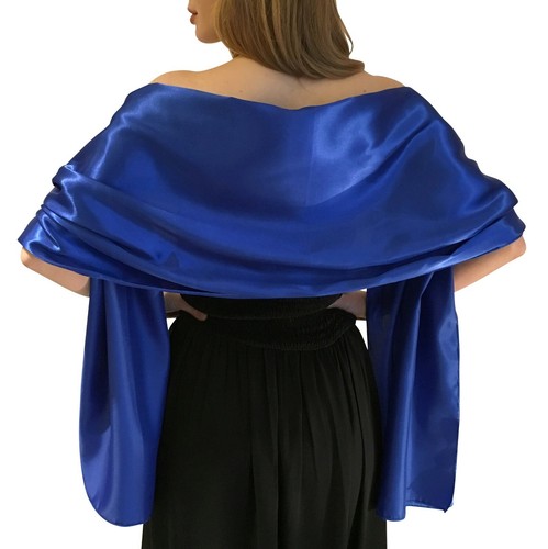 Royal blue satin shawl stole - satin,