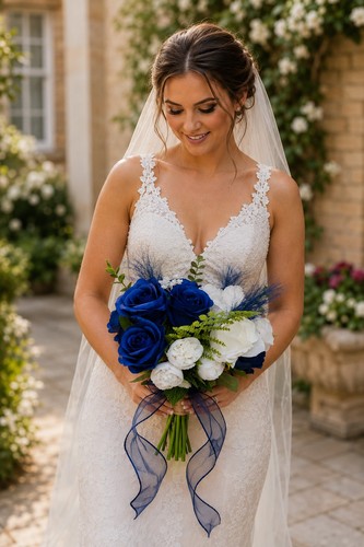 Royal blue white - &, bridal